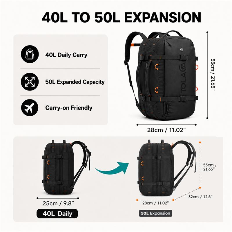 Large Expandable Casual Travel Backpack with Wet Dry Compartment