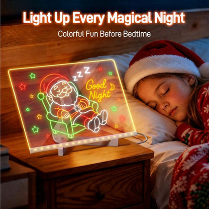 LED Light Up Erasable Drawing Board with Colored Markers and Stand
