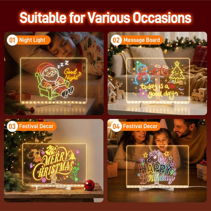 LED Light Up Erasable Drawing Board with Colored Markers and Stand